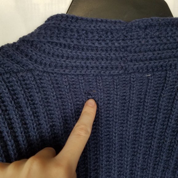 Vintage | Susan Bristol 100% Wool Cardigan Ribbed Knit Blue - Picture 13 of 16
